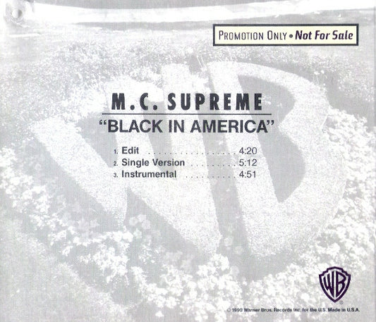 M.C. Supreme : Black In America (CD, Single, Promo)