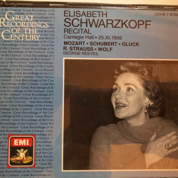 Elisabeth Schwarzkopf, George Reeves, Wolfgang Amadeus Mozart, Franz Schubert, Christoph Willibald Gluck, Richard Strauss, Hugo Wolf : Recital Carnegie Hall - 25.XI.1956 (2xCD, Mono, RM)