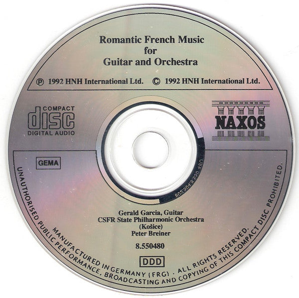 Gerald Garcia, Slovak State Philharmonic Orchestra, Košice, Peter Breiner : Romantic French Music For Guitar And Orchestra (CD, Album)