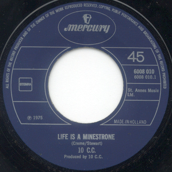 10cc : Life Is A Minestrone / Channel Swimmer (7", Single)