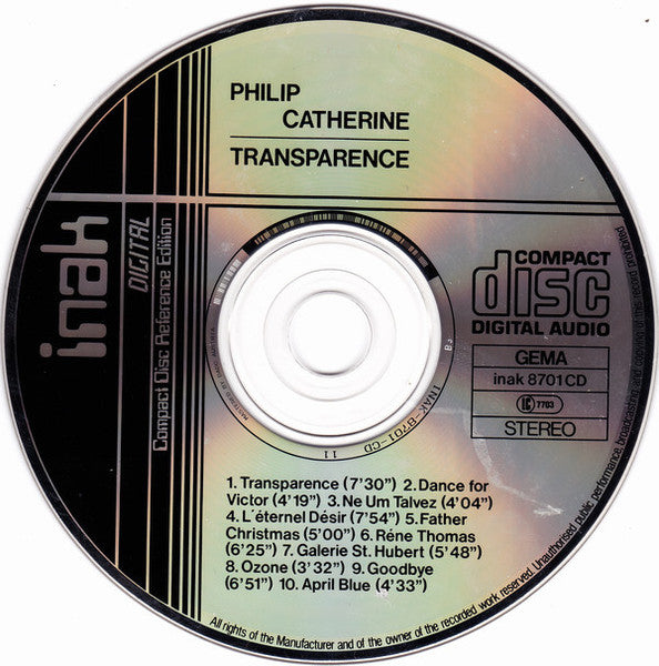 Philip Catherine : Transparence (CD, Album, RE)