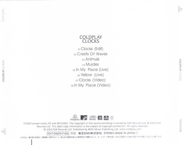Coldplay : Clocks (CD, EP, Enh)