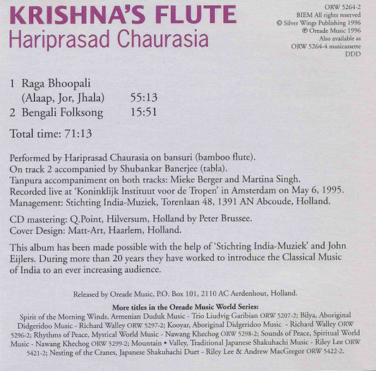 Hariprasad Chaurasia : Krishna's Flute (CD, Album)