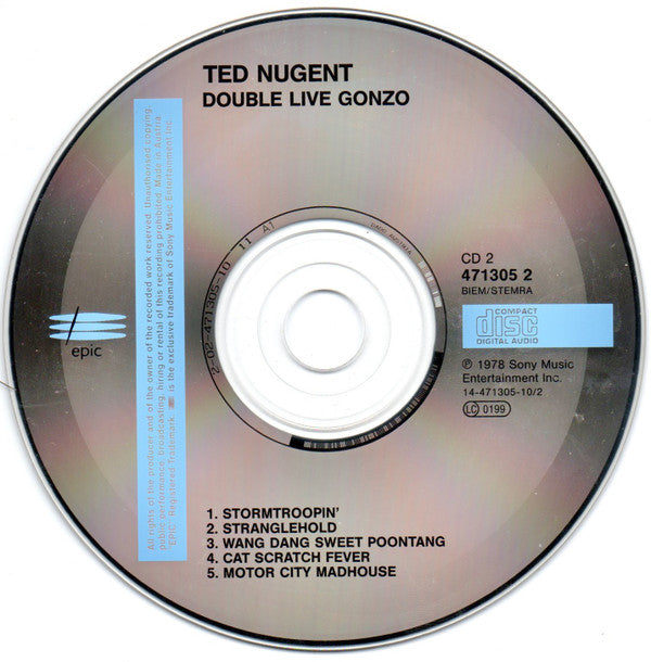 Ted Nugent : Double Live Gonzo (2xCD, Album, RM, RP)