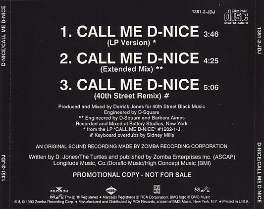 D-Nice : Call Me D-Nice (CD, Single, Promo)