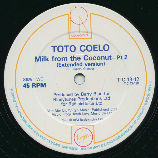 Toto Coelo : Milk From The Coconut (12")