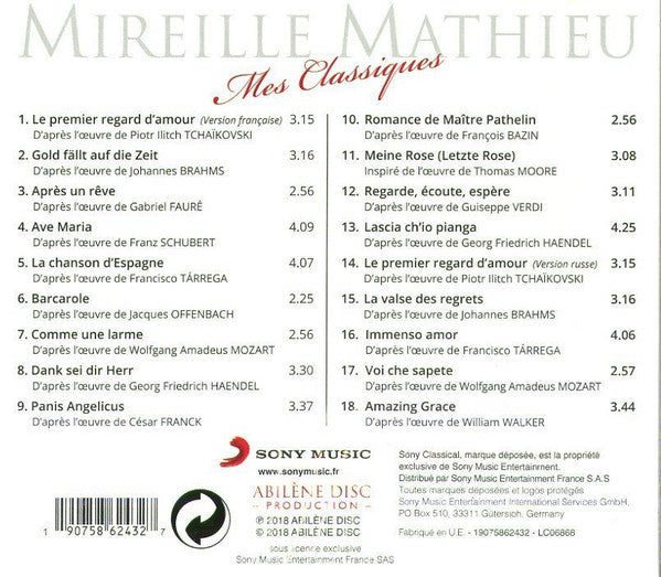 Mireille Mathieu : Mes Classiques  (CD, Album, Dig)