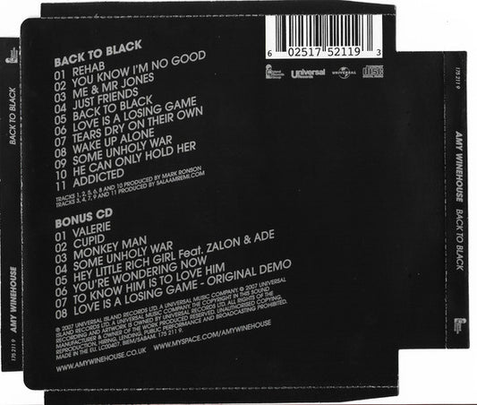 Amy Winehouse : Back To Black (2xCD, Album, Dlx, RE, Sup)