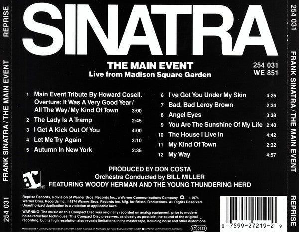 Frank Sinatra : The Main Event (CD, Album)