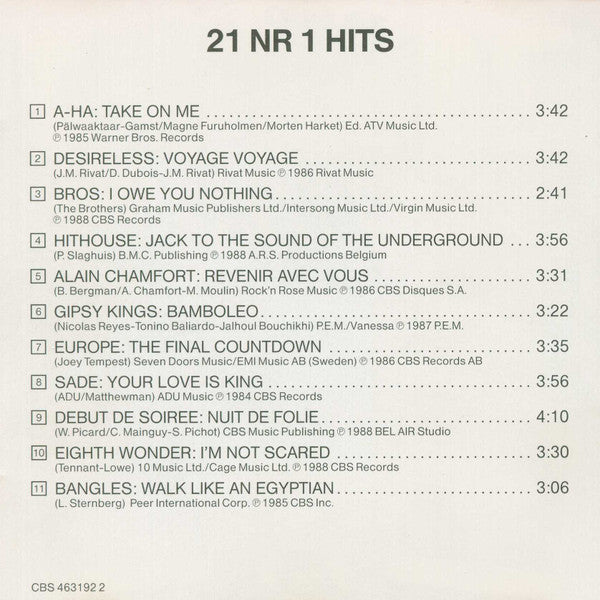 Various : 21 Nr 1 Hits (CD, Comp)