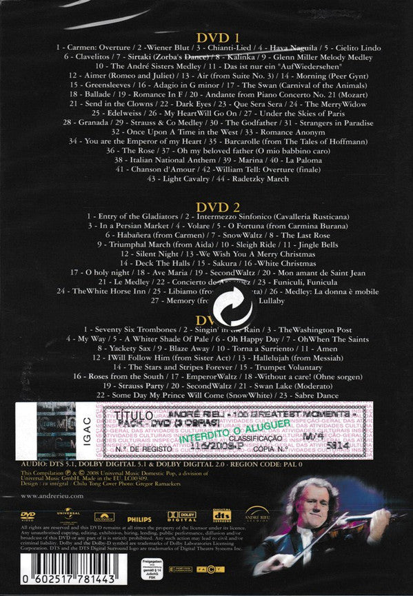 André Rieu : The 100 Greatest Moments (3xDVD-V, PAL)