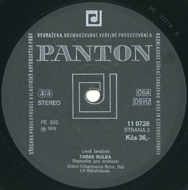 Leoš Janáček : Sinfonietta/Taras Bulba (LP)