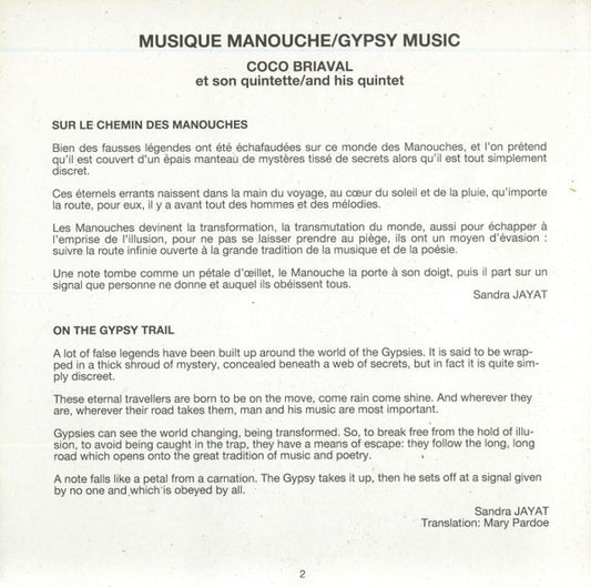 Coco Briaval : Musique Manouche = Gypsy Music (CD, Album, RE)