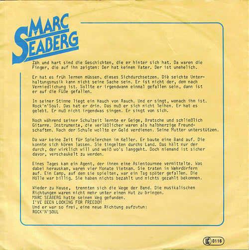 Marc Seaberg : Looking For Freedom (7", Single)