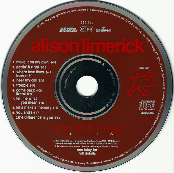 Alison Limerick : And Still I Rise (CD, Album)