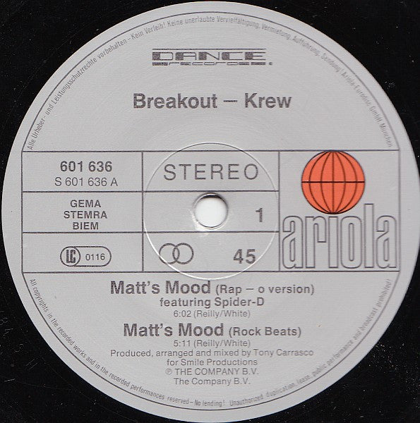 The Breekout Krew : Matt's Mood (12")