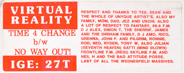 Virtual Reality (12) : Time 4 Change / No Way Out! (12")