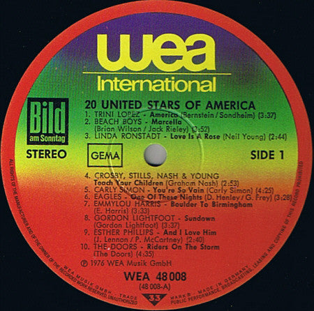 Various : 20 United Stars Of America (LP, Comp)