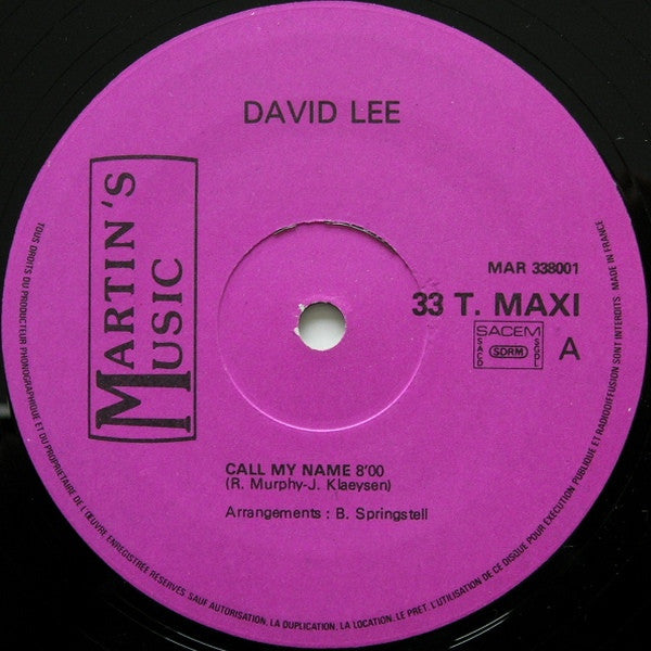 David Lee (37) : Call My Name (12", Single)