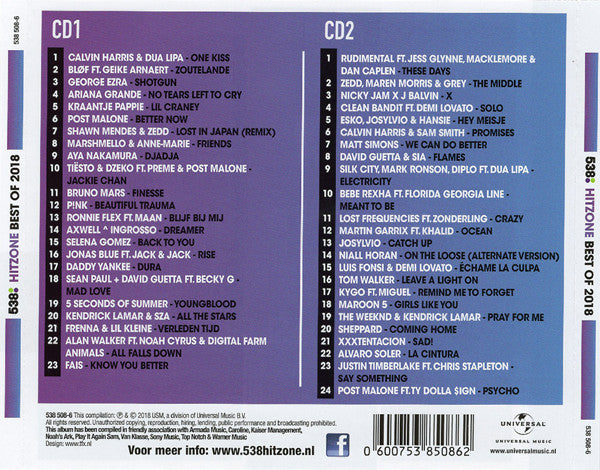 Various : 538 - Hitzone - Best Of 2018 (2xCD, Comp)