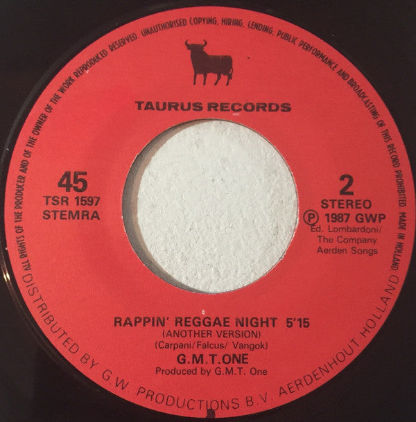 G.M.T. One : Rappin' Reggae Night (7", Single, Hol)