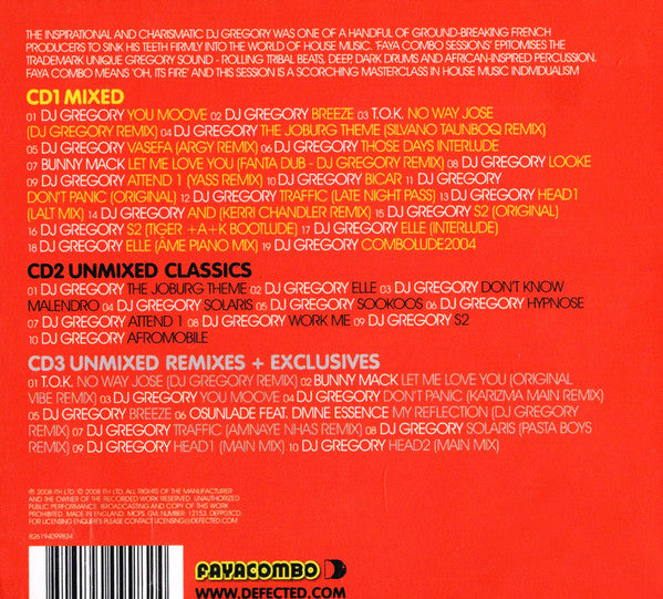 DJ Gregory : Defected Presents Faya Combo Sessions (CD, Mixed + 2xCD, Comp)