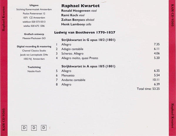 Raphael Quartet : Ludwig van Beethoven (CD, Album)