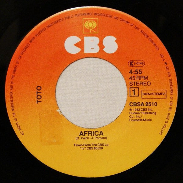 Toto : Africa (7", Single)
