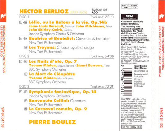 Hector Berlioz, Pierre Boulez : Symphonie Fantastique - Les Nuits D'été - Lélio (3xCD, Comp)