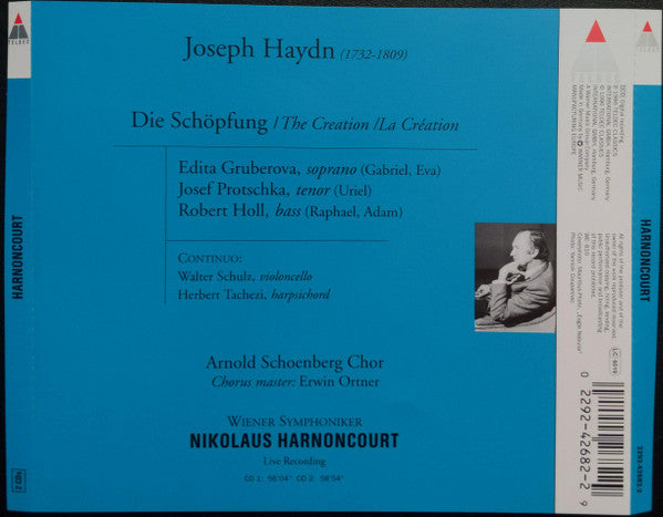 Joseph Haydn / Edita Gruberova, Josef Protschka, Robert Holl, Arnold Schoenberg Chor, Wiener Symphoniker, Nikolaus Harnoncourt : Die Schöpfung = The Creation = La Création (2xCD, Album, RE)