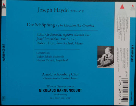 Joseph Haydn / Edita Gruberova, Josef Protschka, Robert Holl, Arnold Schoenberg Chor, Wiener Symphoniker, Nikolaus Harnoncourt : Die Schöpfung = The Creation = La Création (2xCD, Album, RE)
