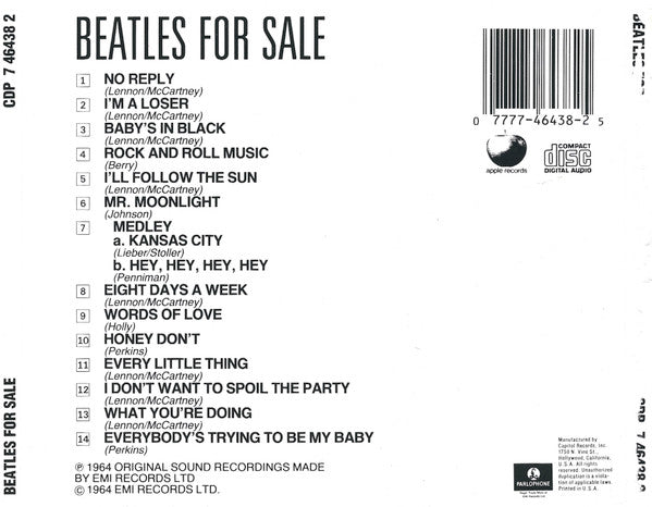 The Beatles : Beatles For Sale (CD, Album, Mono, RE, AR.)