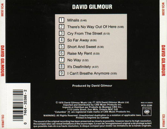 David Gilmour : David Gilmour (CD, Album, RE)