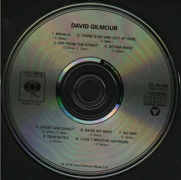 David Gilmour : David Gilmour (CD, Album, RE)