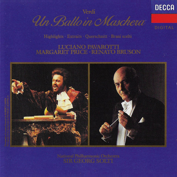 Verdi*, Luciano Pavarotti, Margaret Price, Renato Bruson, National Philharmonic Orchestra, Sir Georg Solti* : Un Ballo In Maschera (Highlights) (CD, Comp)