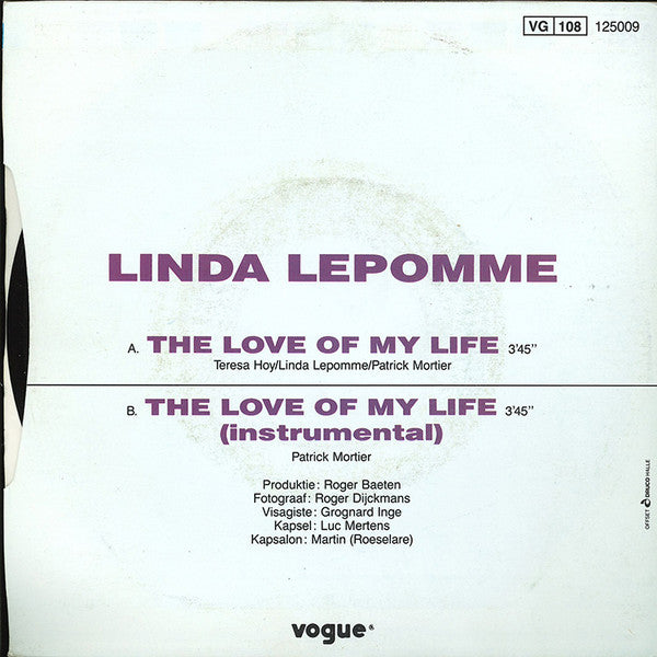 Linda Lepomme : The Love Of My Life (7", Single)