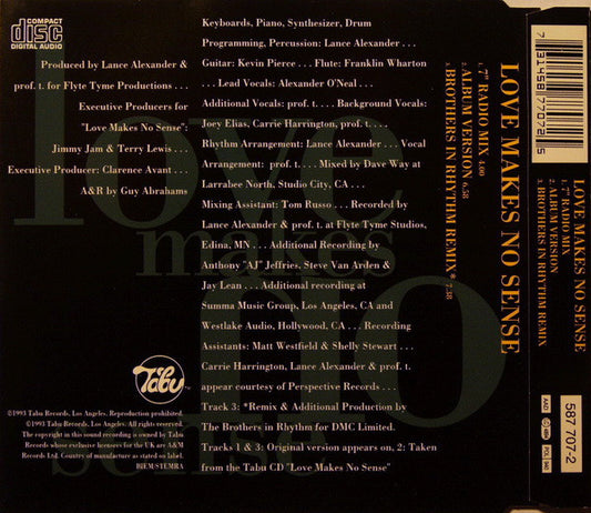 Alexander O'Neal : Love Makes No Sense (CD, Maxi)