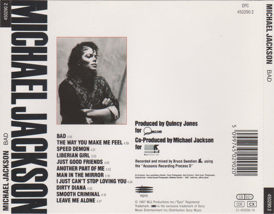Michael Jackson : Bad (CD, Album, RE)