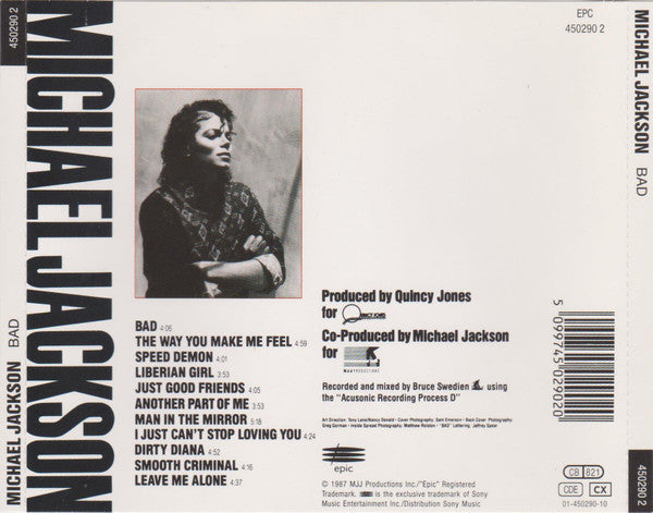 Michael Jackson : Bad (CD, Album, RE)