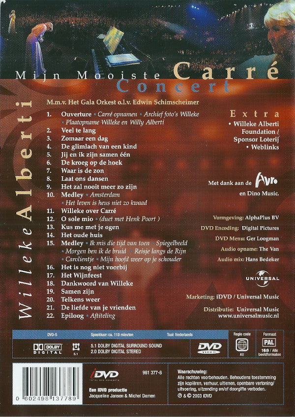 Willeke Alberti : Mijn Mooiste Carré Concert (DVD-V, PAL)