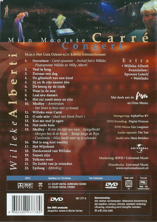 Willeke Alberti : Mijn Mooiste Carré Concert (DVD-V, PAL)