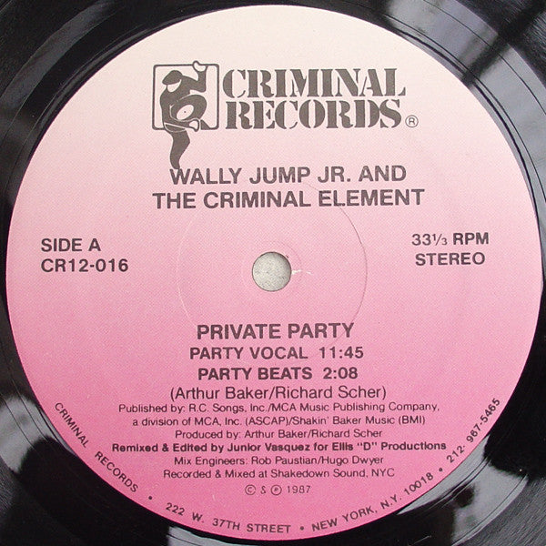 Wally Jump Jr & The Criminal Element : Private Party (12")