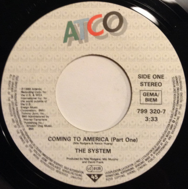 The System : Coming To America (7", Single)