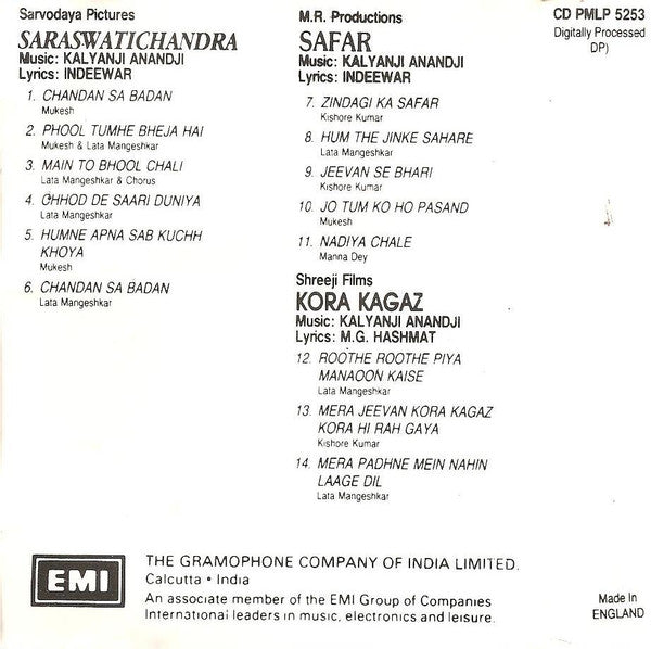 Kalyanji-Anandji : Saraswatichandra (1968) / Safar (1970) / Kora Kagaz (1974) (CD, Comp)