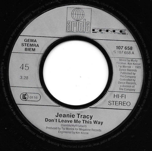 Jeanie Tracy : Don't Leave Me This Way (7", Single)