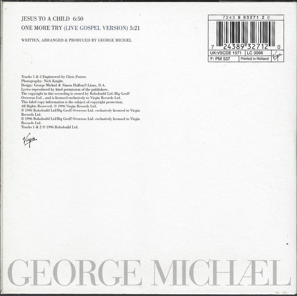 George Michael : Jesus To A Child (CD, Single, Car)