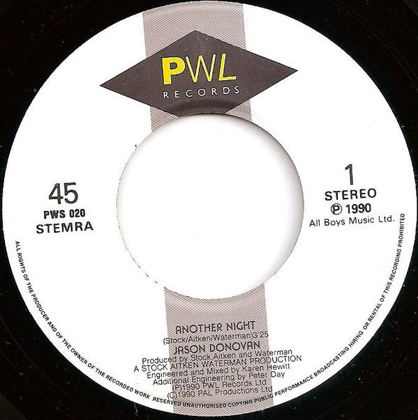 Jason Donovan : Another Night (7", Single)
