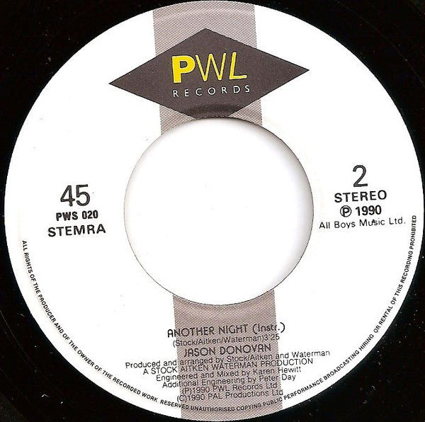 Jason Donovan : Another Night (7", Single)