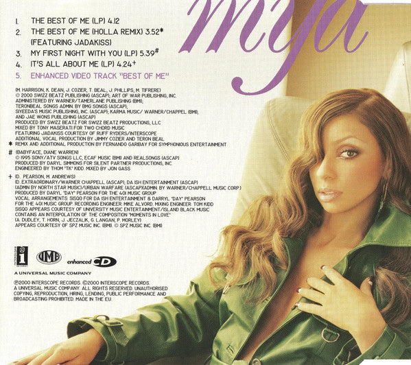 Mya : Best Of Me (CD, Maxi, Enh)