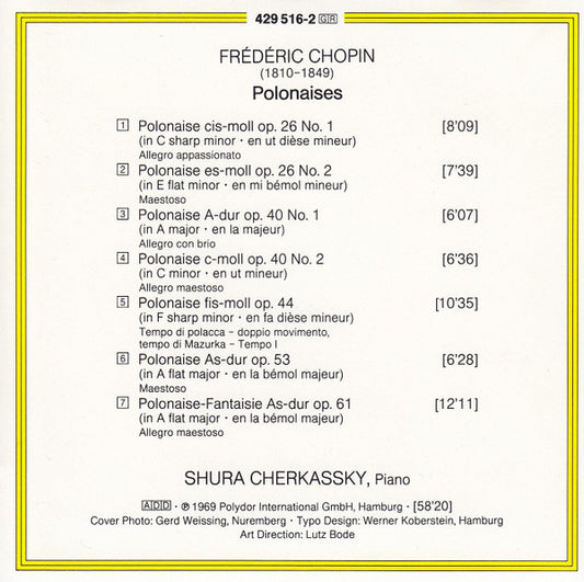 Frédéric Chopin - Shura Cherkassky : Polonaises (CD, Album, RE, RM)